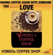 Coffee cup with heart at Vondo's Coffee.